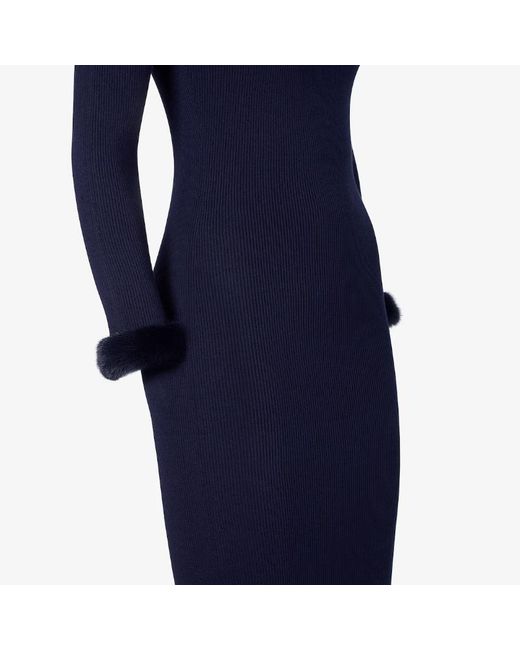 Fendi Blue Wool And Silk Dress