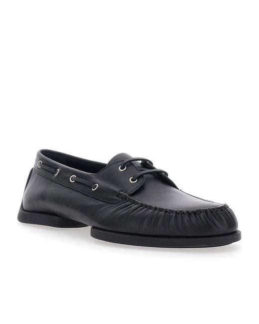 Jil Sander Black Ruched Detailed Loafers for men