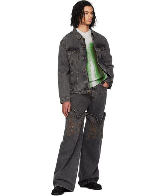 Y. Project Gray Wire Long-Sleeved Denim Jacket for men