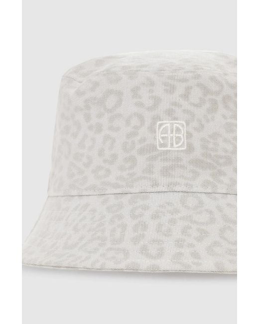 Anine Bing White Leopard Print Fisherman's Hat