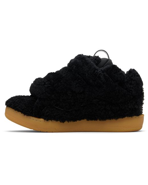 Lanvin Black Curb Shearling Sneakers for men