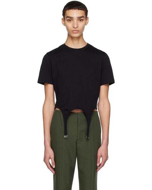 Dion Lee Black Short-Sleeved Garter T-Shirt for men