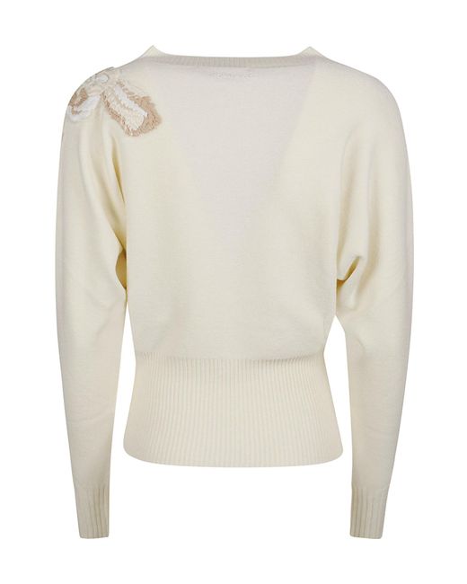 ERMANNO FIRENZE White Round Neck Sweater