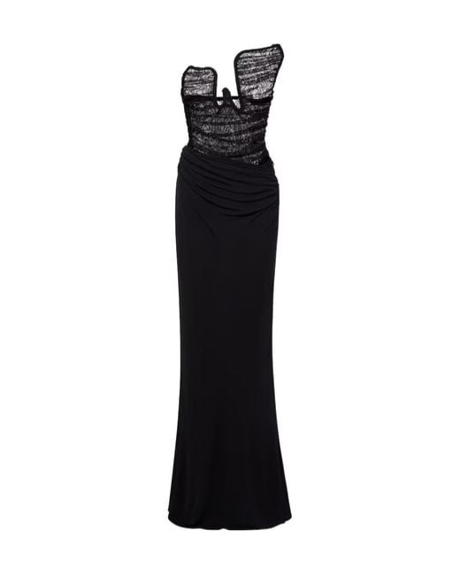Christopher Esber Black Salacia Draped Gown