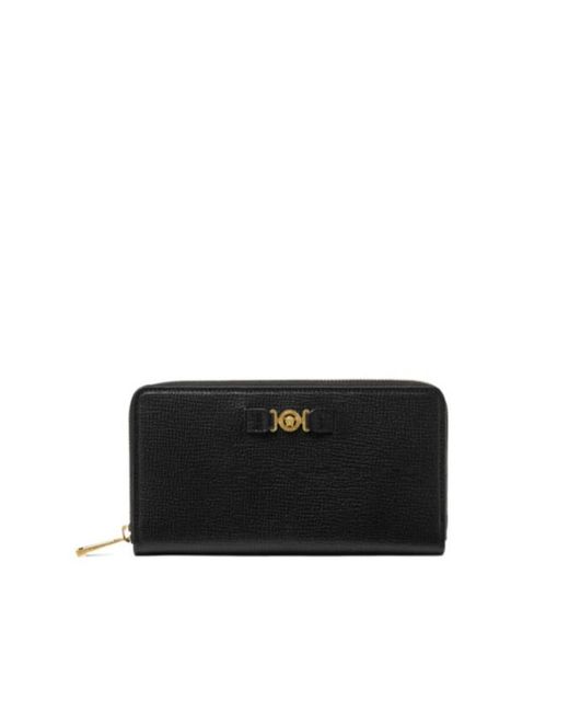 Versace Black Medusa Biggie Zipped Continental Wallet for men