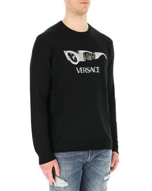 Versace Black Logo Printed Sweater for men