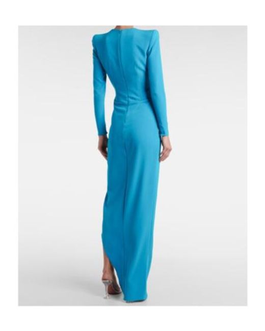 Alex Perry Blue Draped Asymmetric Crepe Gown