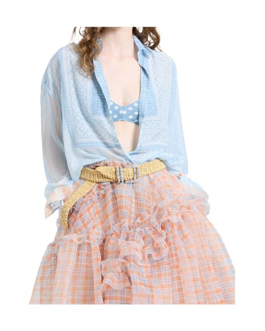 Ermanno Scervino Blue Boxy Printed Shirt