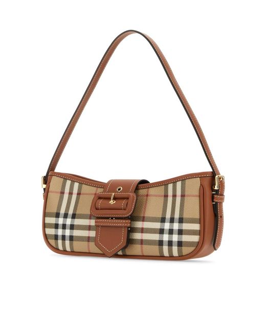Burberry Brown Vintage Checked Buckled Shoulder Bag
