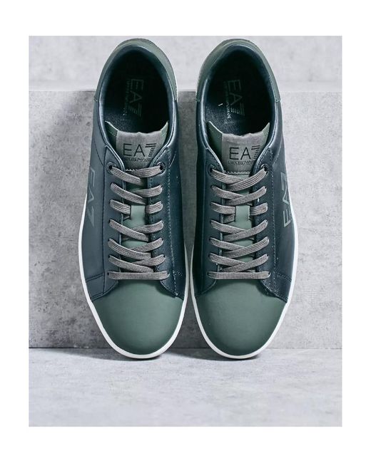 EA7 Blue Logo-Lacing Casual Sneakers for men