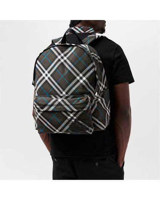 Burberry Black Plaid Backpack for men