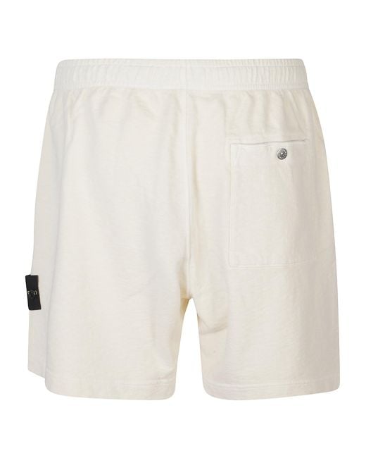 Stone Island White Logo Patch Old Effect Shorts for men