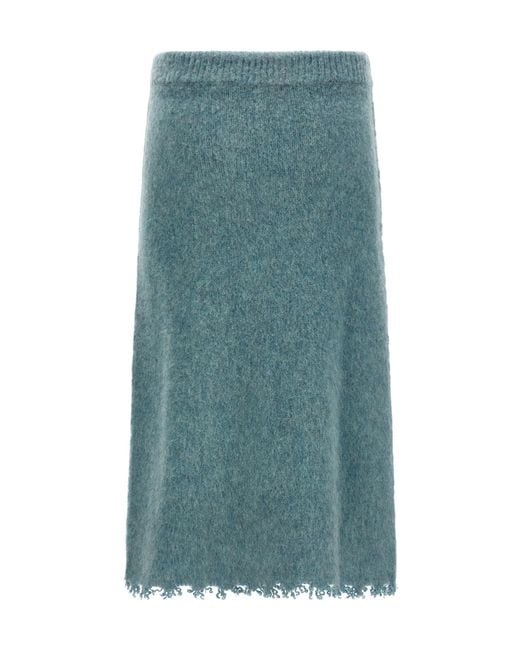 Jil Sander Green Knit Midi Skirt