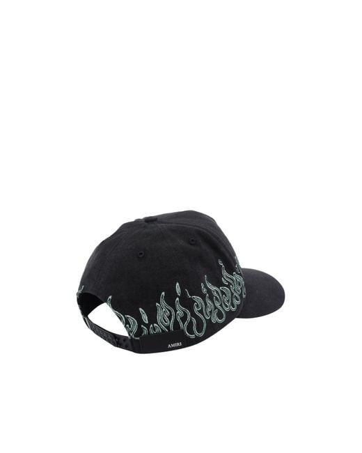 Amiri Black Flame-Embroidered Logo-Patch Baseball Cap for men