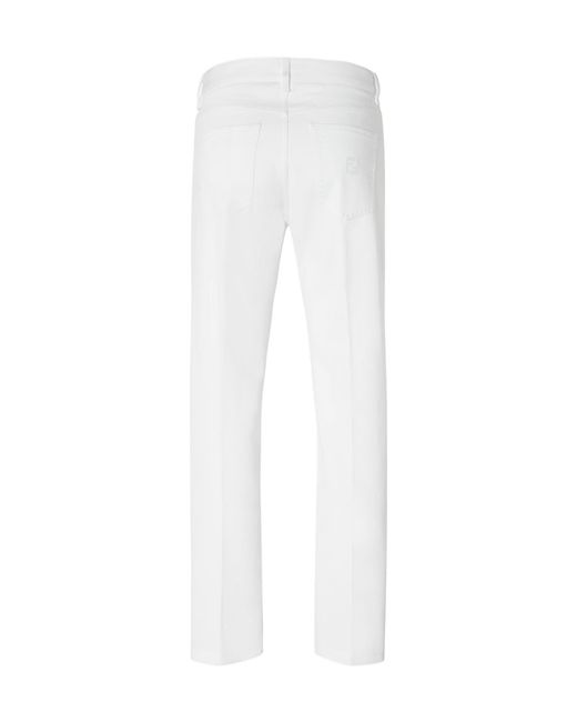 Fendi White Logo Embroidered Straight-Leg Jeans for men