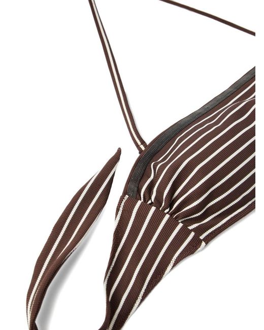Brunello Cucinelli Metallic Monili-Detail Bikini Top