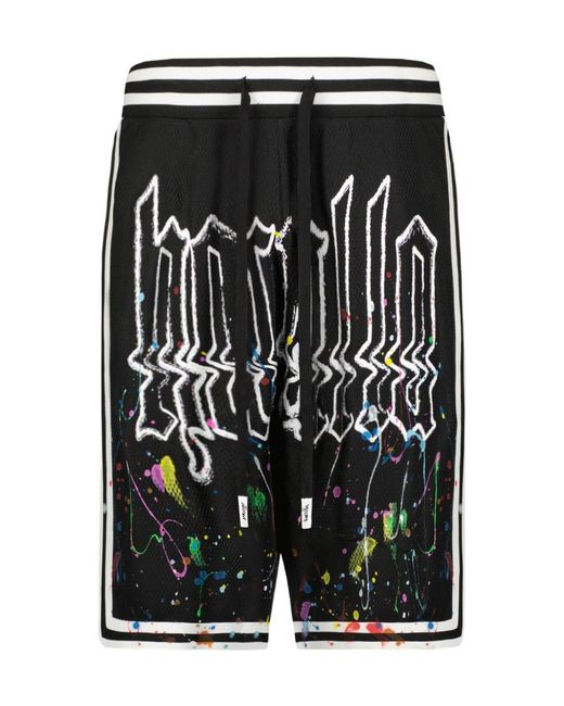 Haculla Black Painted Basketball Shorts for men