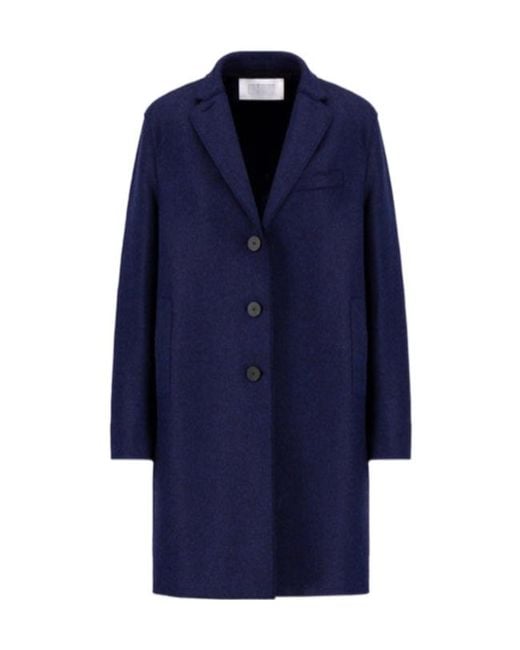 Harris Wharf London Blue Single-Breasted Coat