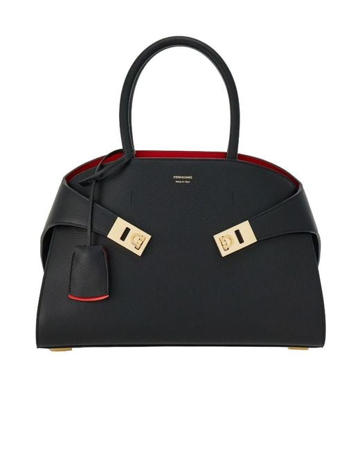 Ferragamo Black Ferragamo Hug Logo Printed Tote Bag