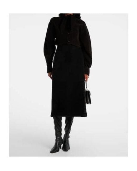 Yves Salomon Black Shearling Maxi Skirt