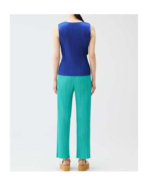 Pleats Please Issey Miyake Green Straight-Leg Pleated Trousers