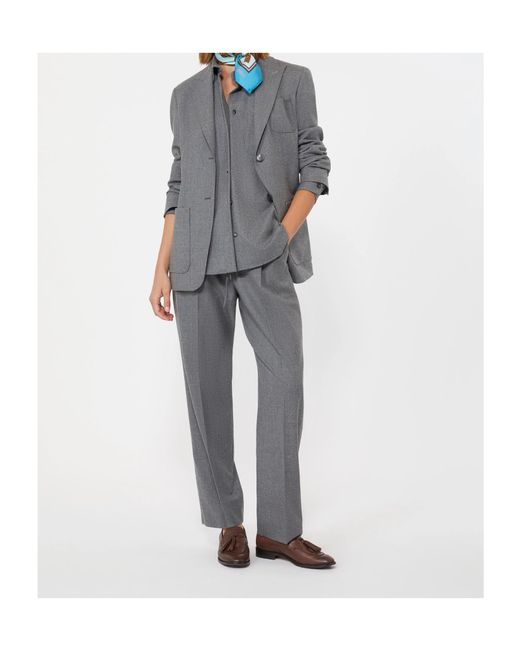Max Mara Gray Pleated Drawstring Pants