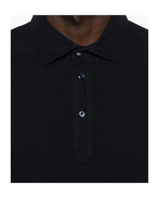 Brunello Cucinelli Black Buttoned Trim Polo Shirt for men