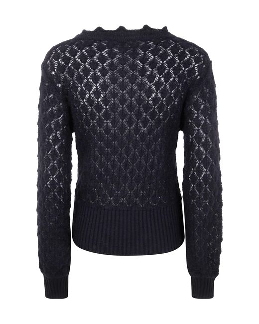 Blumarine Blue Long-Sleeved Crewneck Jumper