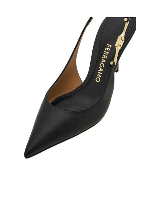Ferragamo Metallic F Buckle Slingback Pump