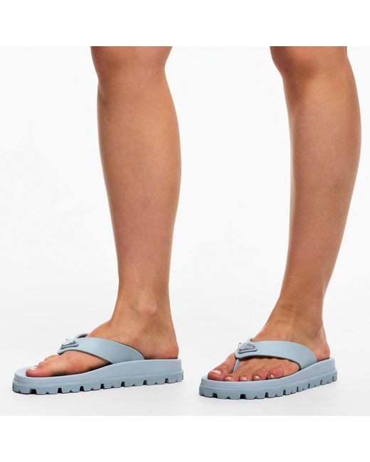 Prada Blue Soft Cage Vinyl Thong Sandals