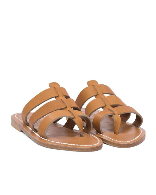 K. Jacques Brown Round-Toe Flip-Flops