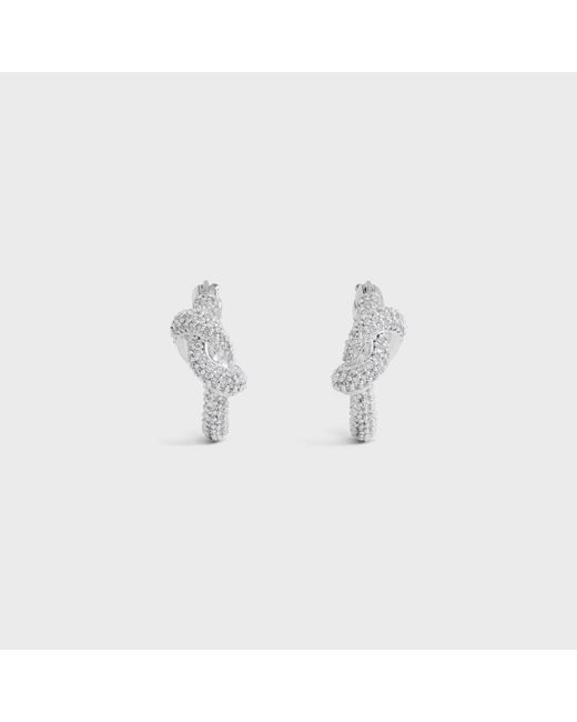 Céline White Knot Sparkle Hoops