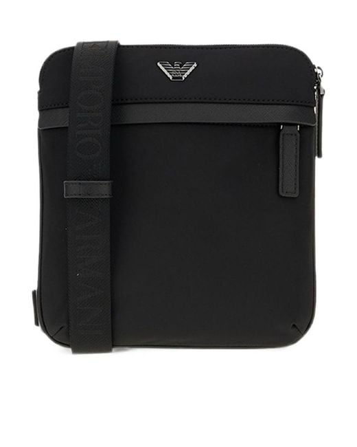 Emporio Armani Black Logo-Plaque Shoulder Bag for men