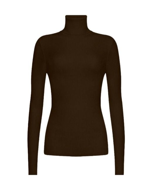 Wolford Brown Fine-Rib Turtleneck Top