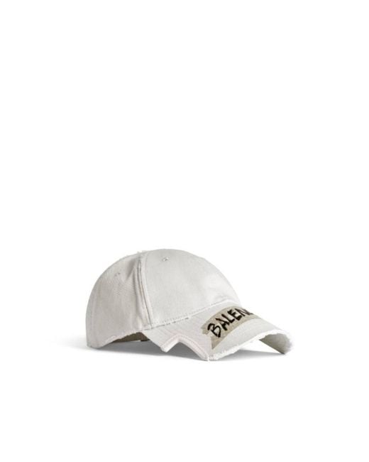 Balenciaga White Masking Tape Dirty Effect Cap for men