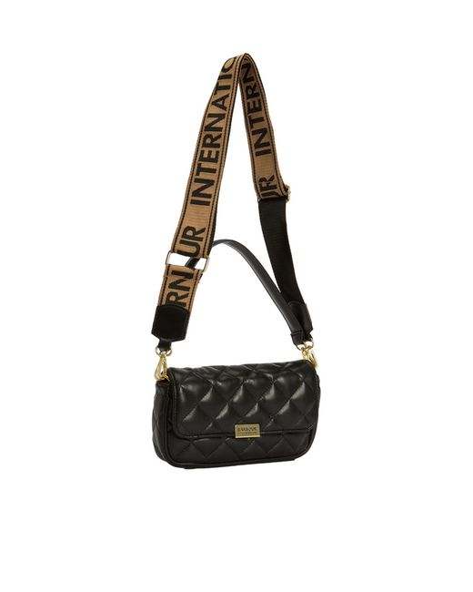 Barbour Black Diamond-Quilted Flap Shoulder Bag
