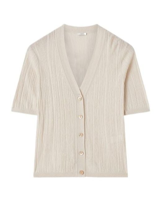 Joseph White V-Neck Short-Sleeve Cardigan
