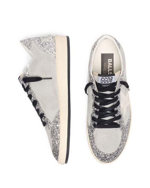 Golden Goose Deluxe Brand White Ballstar Glittered Sneakers