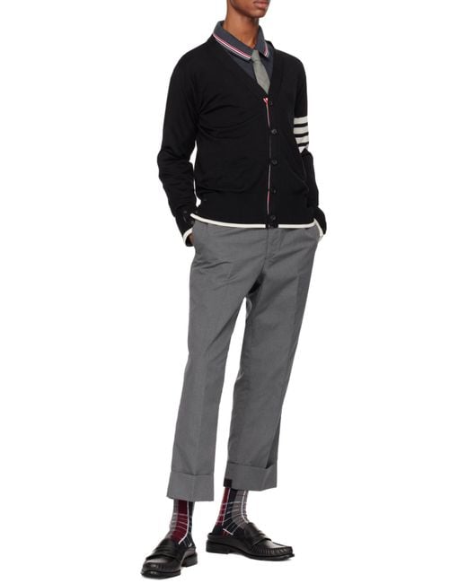 Thom Browne Black Bar V-Neck Cardigan for men