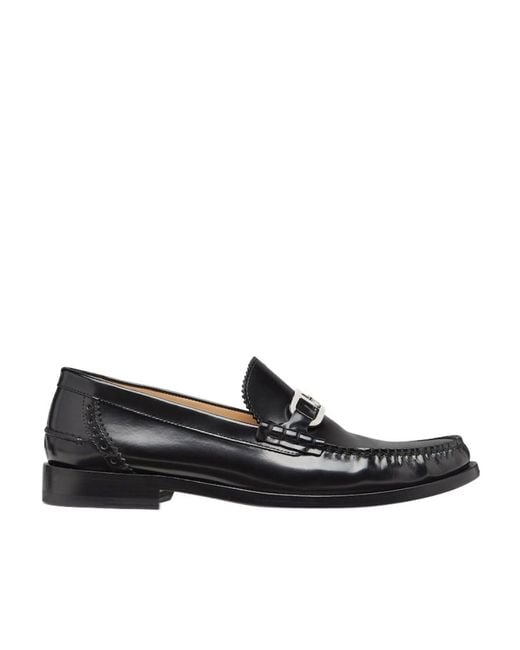 Fendi Black O'Lock Logo-Plaque Loafers for men
