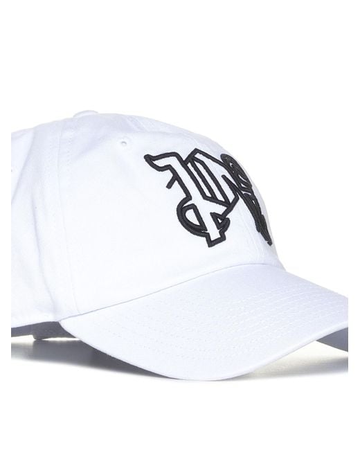 Palm Angels White Monogram Embroidered Baseball Cap for men