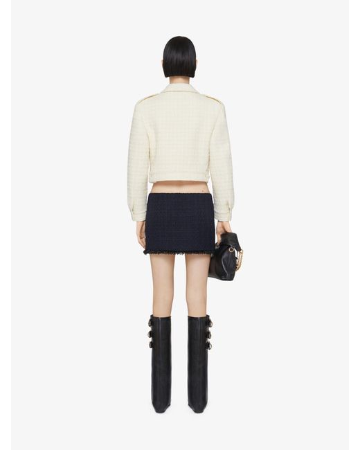Givenchy White 4G Plaque Tweed Cropped Jacket