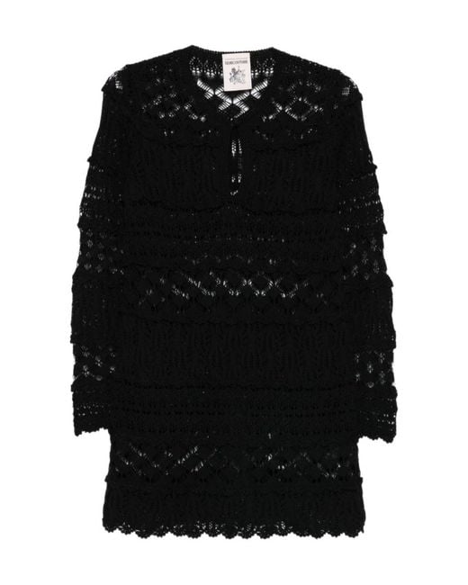 Semicouture Black Ruffled Knitted Dress