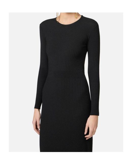 Elisabetta Franchi Black Ribbed-Knit Midi Dress