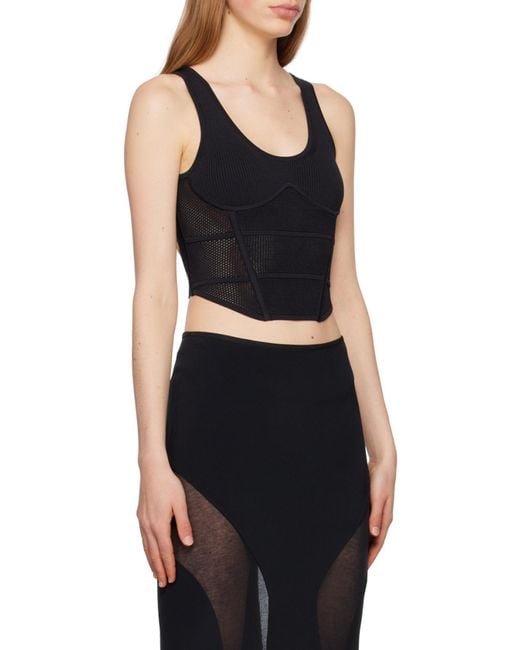 Dion Lee Black Corset-Style Crochet-Knit Top