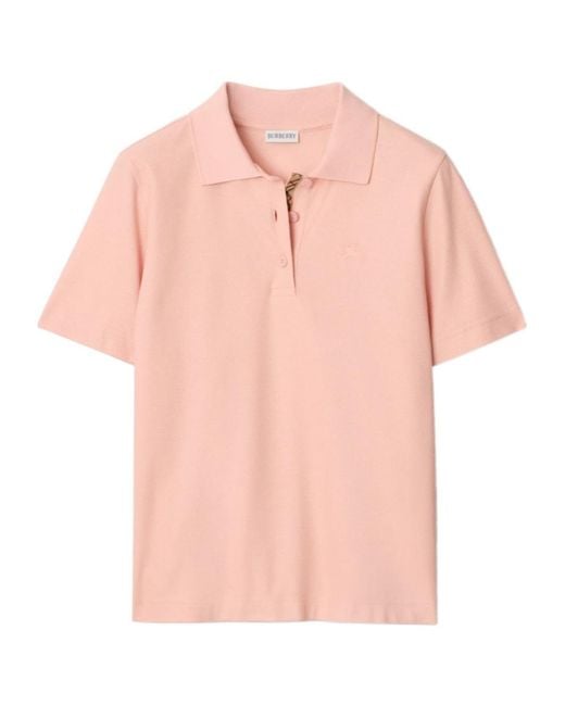 Burberry Pink Ekd Embroidered Short Sleeved Polo Shirt