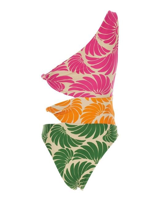 Farm Rio Green Banana Wings Cut-Out One-Piece Beachwear