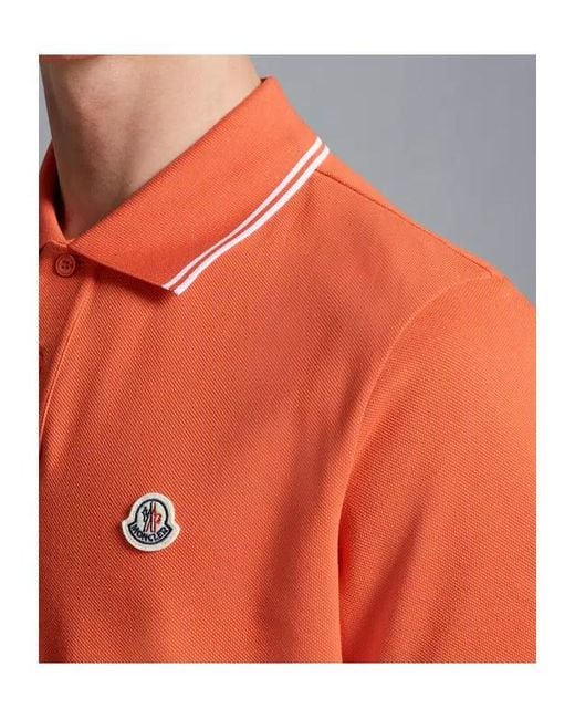 Moncler Orange Logo Patch Polo Shirt for men