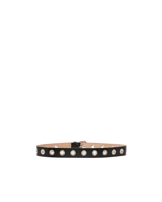 McQueen White Eyelets Embellished Buckle Belt for men