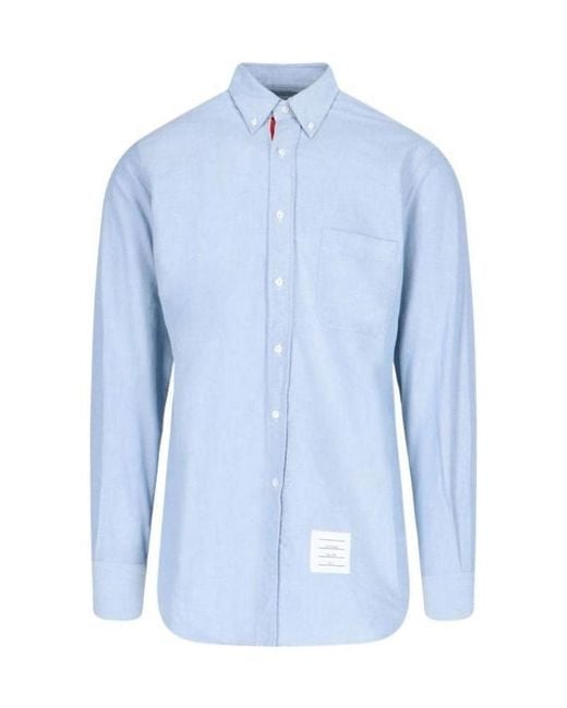 Thom Browne Blue Collared Button-Up Oxford Shirt for men